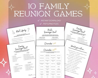 10 Family Reunion Games Printable Family Reunion Party Ideas Family Party Gathering Game Night Family Party Icebreakers Family Quiz Games