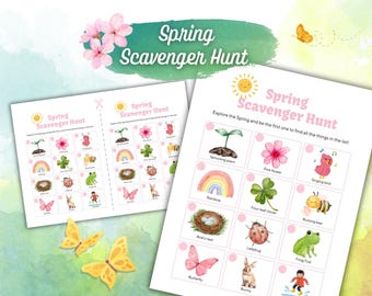 Printable Scavenger Hunt for kids | Printable outdoor Treasure Hunt for kids | Camping Games for Children | Preschool Outdoor Activity Game