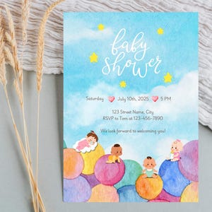 Editable Gender Neutral Baby Shower Invitation, We Can Bearly Wait Baby Shower Invite, Brown Boho Bear Baby Shower
