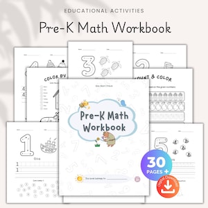 Preschool Learning Worksheets Bundle for Kindergarten PRINTABLE Toddler Montessori Activities Alphabet Numbers Math Colors Shapes