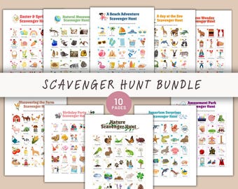 Scavenger Hunt Bundle Printable Treasure Hunt Scavenger Hunt for Kids Scavenger Hunt Nature Scavenger Hunt Outdoor Activities for kids