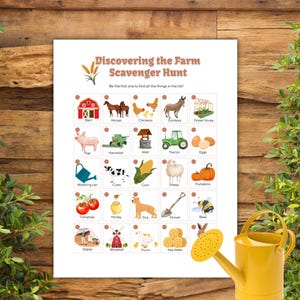 Farm Scavenger Hunt Printable Outdoor Treasure Hunt for kids Camping Games for Children Preschool Outdoor Activity Game Birthday Games