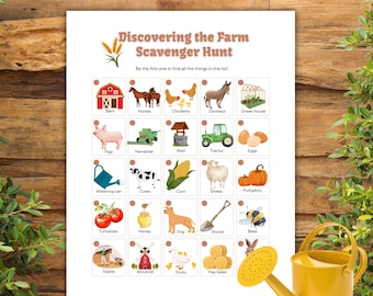 Farm Scavenger Hunt Printable Outdoor Treasure Hunt for kids Camping Games for Children Preschool Outdoor Activity Game Birthday Games