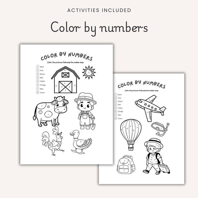 Preschool Learning Worksheets Bundle for Kindergarten PRINTABLE Toddler Montessori Activities Alphabet Numbers Math Colors Shapes