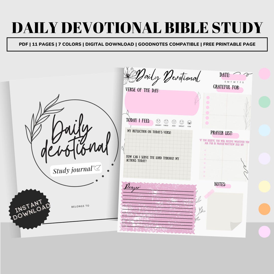 Daily Devotional Template | Bible Study Printable | Prayer Journal (8 ...