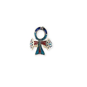 Egyptian Ankh Enamel Ring,  Egyptian Sterling silver Ankh ring, Egyptian Cross ring, Egyptian Index ring