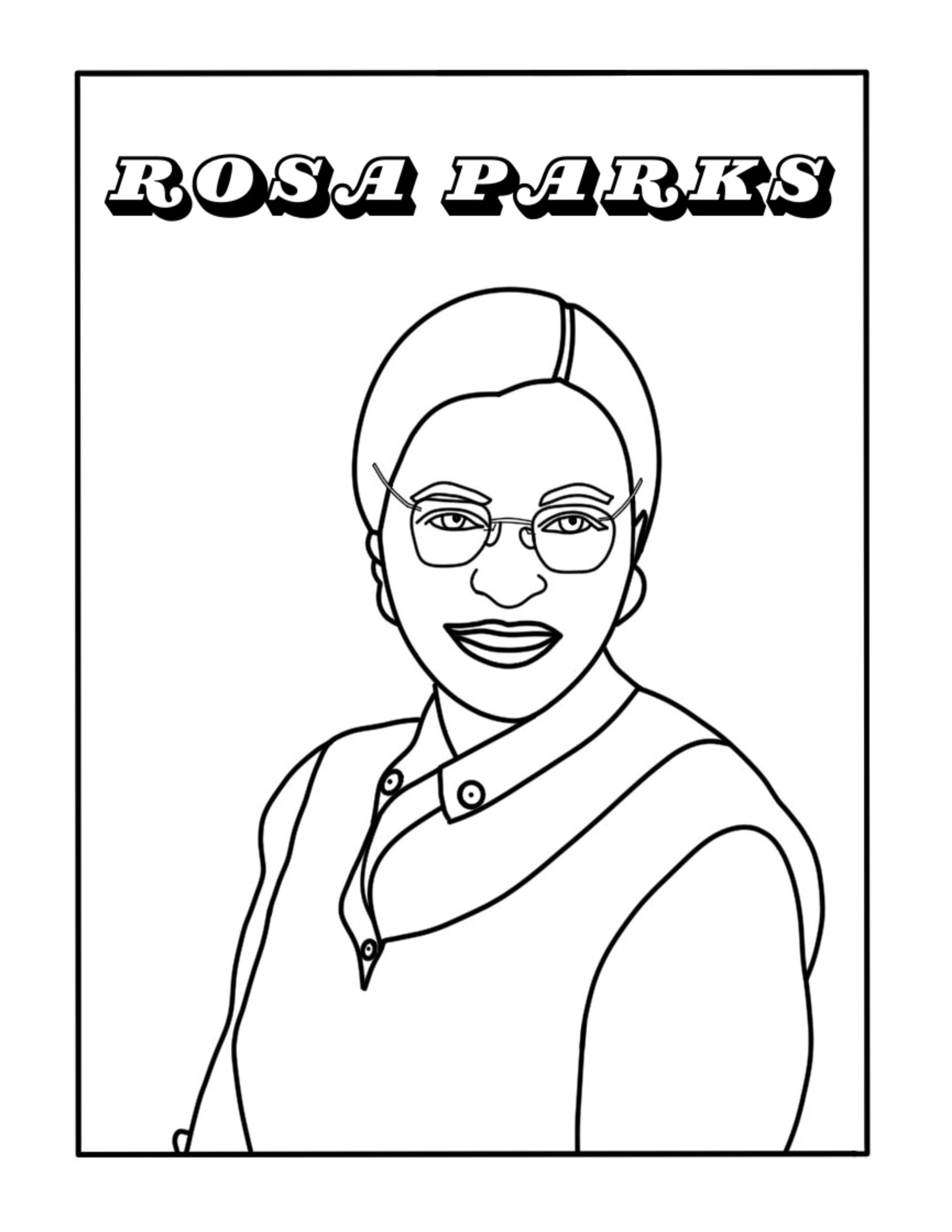 Coloring Page of Rosa Parks, Printable, Digital, 2 Jpg Files - Etsy
