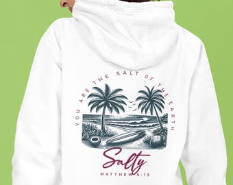 Sudadera cristiana "Sal de la Tierra", sudadera cristiana para mujer, camiseta de playa para mujer, camiseta de verano para mujer, ropa cristiana, camiseta de fe