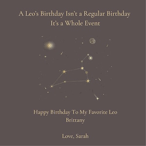 Editierbare Leo Geburtstagskarte - “A Leo’s Geburtstag ist kein regulärer Geburtstag, es ist ein ganzes Ereignis” – Digitaler Download | Sternzeichen Geburtstagskarte