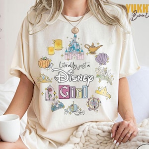 Comfort Colors Coquette Bow Literally Just A Girl Disney Shirt, Minnie Ears Park Trip Tee, Retro Pastel Mickey Balloon Disney Girl Trip Tee
