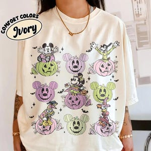 Comfort Colors Retro Disney Halloween Shirt, Mickey & Friends Pumpkin Tee, Disney Halloween Skeleton Shirt, Mickey&#39;s Not So Scary Party 2025