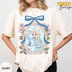 Retro Disney Princess Elsa Coquette Bow Shirts | Frozen Comfort Color Shirt