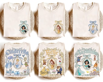 Coquette Bows Disney All Princesses Characters Shirts, Cinderella Snow White Ariel Rapunzel Tee, Girl Disney Trip Tee, WDW Magic Kingdom Tee