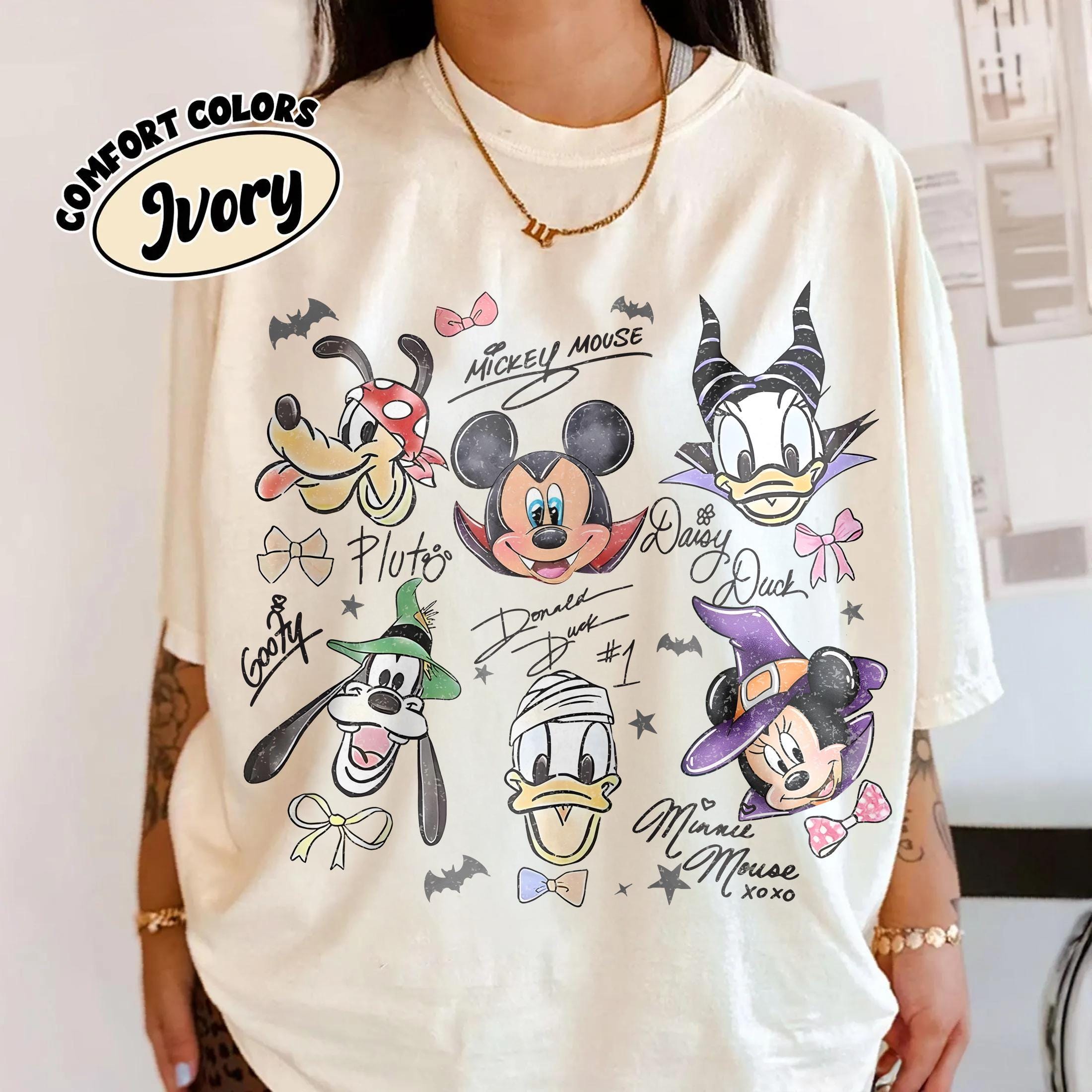 Komfortfarben Coquette Bow Mickey & Friends Halloween-Shirt, Retro Disney Halloween-T-Shirt, Mickey's Not So Scary Party Familie Passendes Shirt