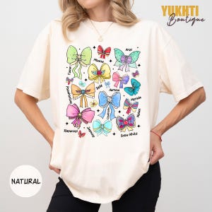 Retro Watercolor Coquette Bows Disney Princess Shirt, Disney Aurora Ariel Belle Cinderella Tiana Shirt WDW Disneyland Princess Birthday Girl