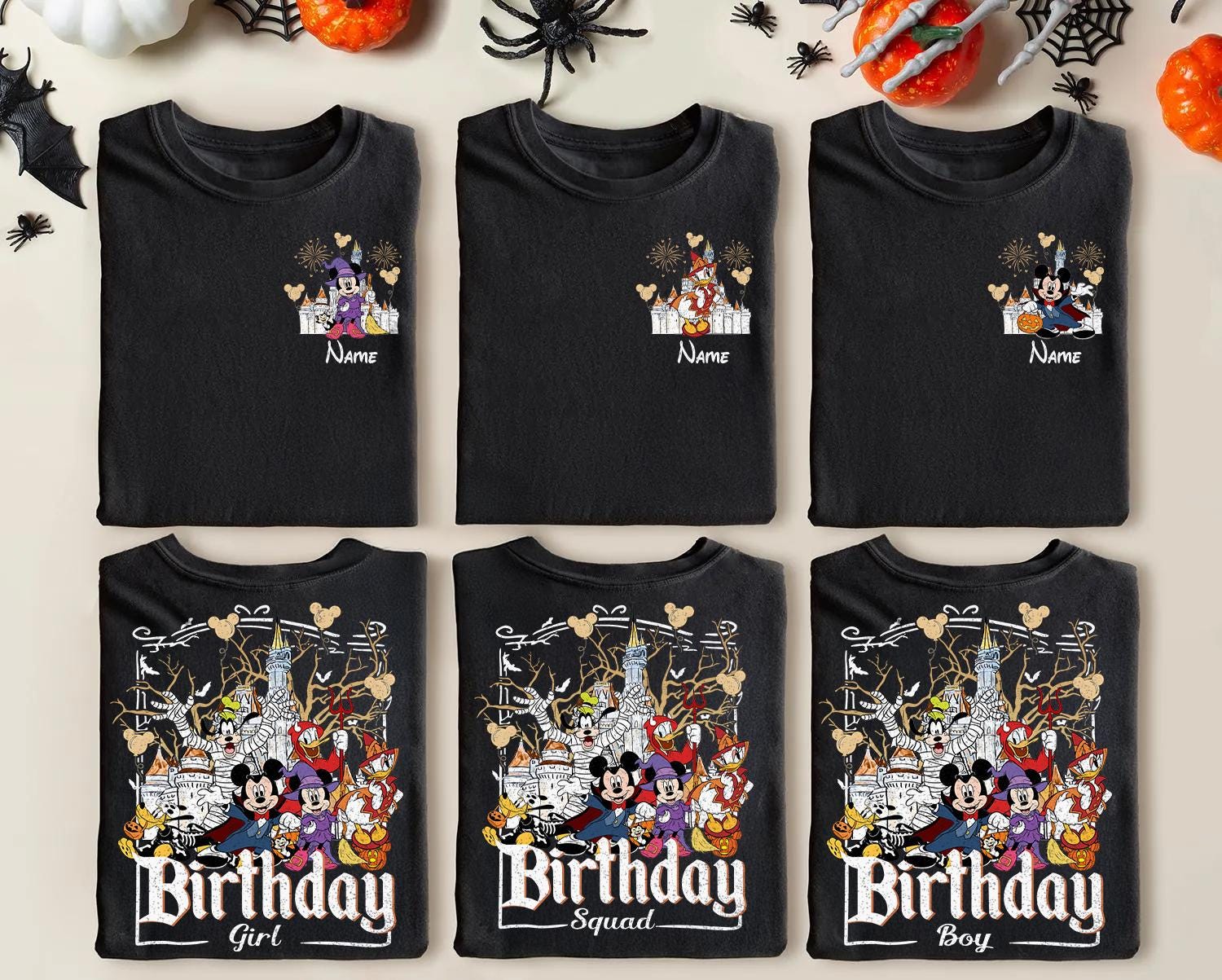 Comfort Colors® Disney Halloween Birthday Shirt, Custom Mickey & Friends Birthday Tee, Retro Halloween Party Family Trip Shirt