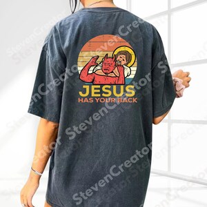 Jesus Has Your Back Jiu Jitsu PNG, Retro Christian Design Full of Vintage Digital Faith Energy And Martial Arts Vibes