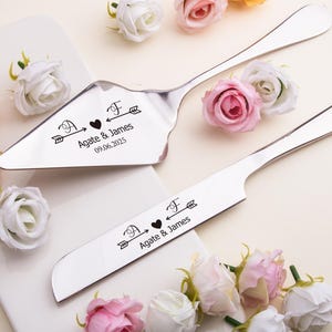 Personalized Cake Cutting Set, Wedding Cake Cutter, Wedding Ceremony Dessert Silverware, Birthday Anniversary Gifts, Marriage gift