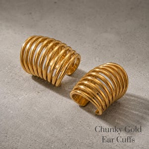 Opvallende gouden oormanchet, oorbellen zonder gaatjes, gedurfde statement oormanchet met spiraalvormig design, moderne gouden oormanchet