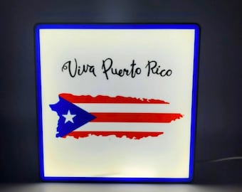 Puerto Rican Flag Bandera Island Viva Puerto Rico Art Light Box Nightlight Bedside Table Desk Lamp for Boricua