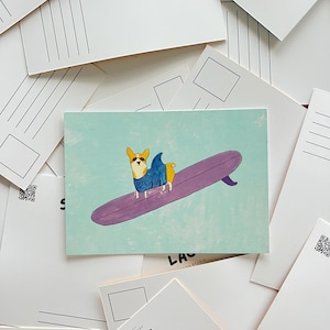 Corgi Surfing Dog Postcard
