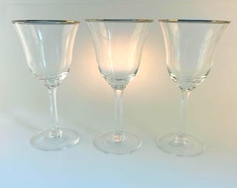Lenox Maywood Platinum Trim Water Goblets set of three