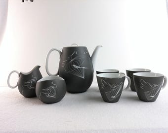 Johann Haviland Papageno Coffee Set: Bird in Cage Design, Vintage China