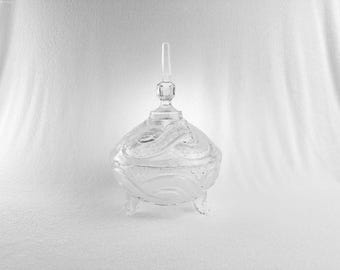 Vintage Celtic Serpentine 10" tall Lead Crystal Candy Catch All Dish with Timeless Beauty