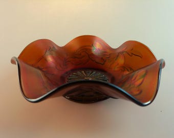 Northwood Poppy Variant Amethyst Ruffled Bowl 1909
