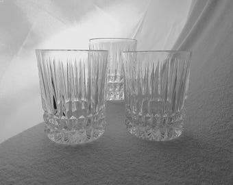 Fostoria "Heritage Clear" Old Fashioned Crystal Glasses Set of Three Fine Dining Barware Party Glasses Old School Crystal Sophisticated