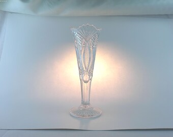 McKee Hickman 8" Trumpet Bud Vase Hand Cut Lead Crystal