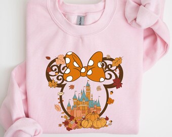 Sudadera de Minnie de otoño, sudadera con capucha del castillo de Minnie Mouse de Disney, camiseta del castillo de otoño, camiseta bonita de Disney de otoño, camiseta de mujer de otoño, regalos de Disney de otoño