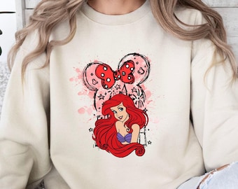 Custom Disney Princess Sweatshirt, Disney Princess Birthday Hoodie, Watercolor Disney Princess T-Shirt, Family Matching Tee, Ariel Shirts