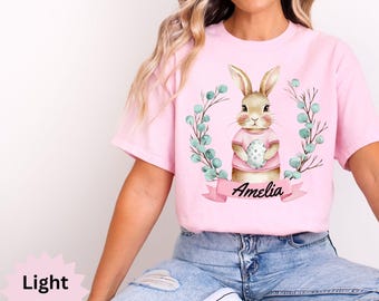 Custom Name Shirt For Easter, Bunny Shirt For Kids, Customized Easter Gift For Toddler, Easter Shirt Kids, Boys Easter Toddler Bunny Shirts