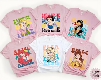 Disney Princess Shirt, Disney Princess Birthday Shirt, Watercolor Disney Princess T-Shirt, Princess Matching, Tiana, Ariel Birthday Girl Tee