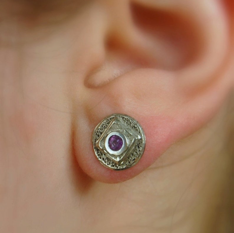 Yori Handmade Lilac Scapolite Stud Earrings image 2