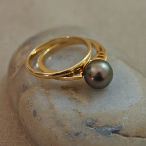 Badr G. Tahitian Pearl Engagement Ring, 14ktgold, FREE SHIP US image 1