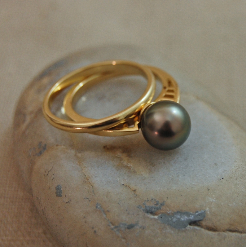 Badr G. Tahitian Pearl Engagement Ring, 14ktgold, FREE SHIP US image 1