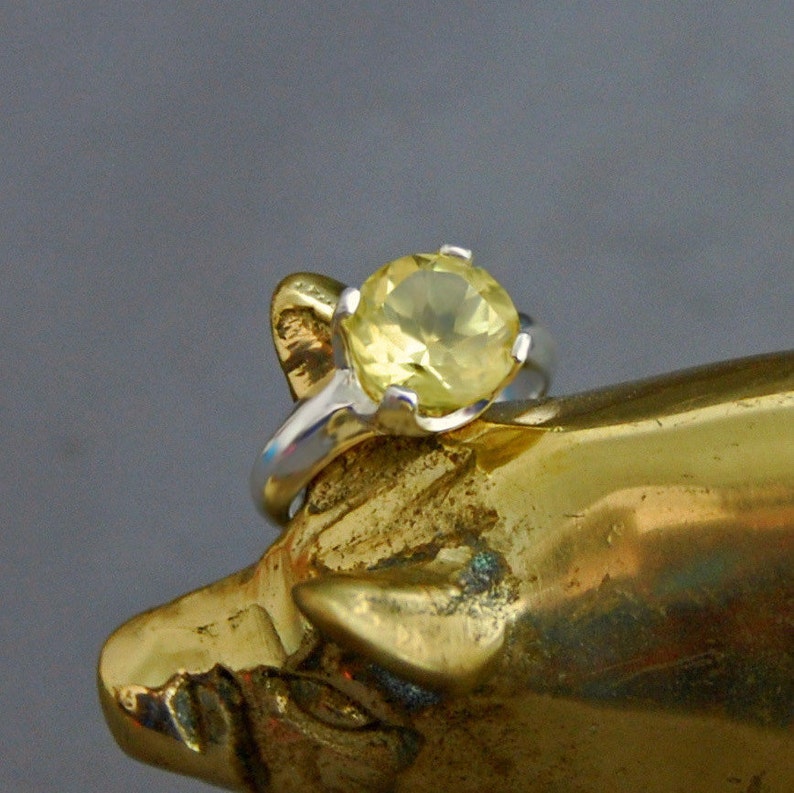 Blaine Lemon Quartz Ring; Engagement Ring; Argentium\u00ae Sterling Silver FREE SHIP US