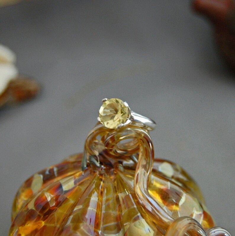 Blaine Lemon Quartz Ring; Engagement Ring; Argentium\u00ae Sterling Silver FREE SHIP US