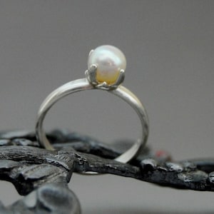 Bette - Alternative Engagement Ring, Freshwater Pearl Ring, FREE SHIP US