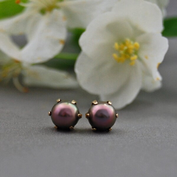 Kalina - Peacock Akoya pearl earrings, stud earrings, pearl jewelry, earrings, for her, gold, gift idea, anniversary, jewelry, fashion