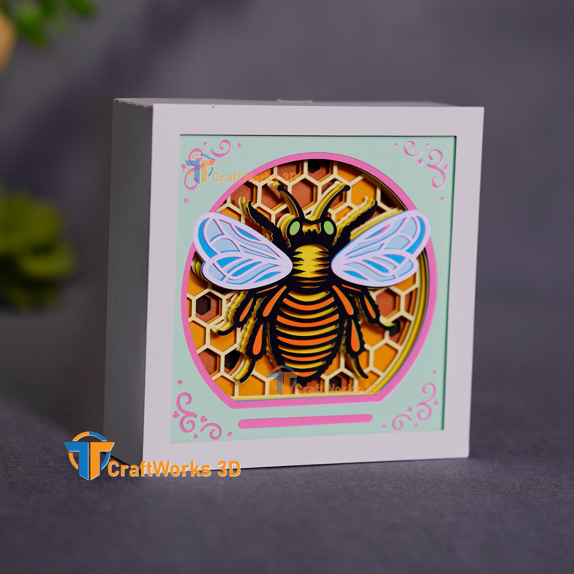 3D Bee Shadow Box Template, Layered Papercut (SVG, PDF, Studio) - Etsy