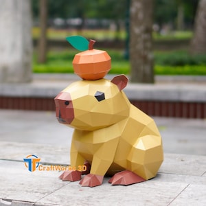 Modèle 3D Capybara Papercraft SVG PDF – Modèle animal DIY Low Poly pour Cricut, cadeau pour enfants ou décoration de chambre