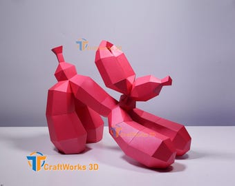 Balloon Dog 3D Papercraft Template – DIY Home Decor (PDF, SVG)