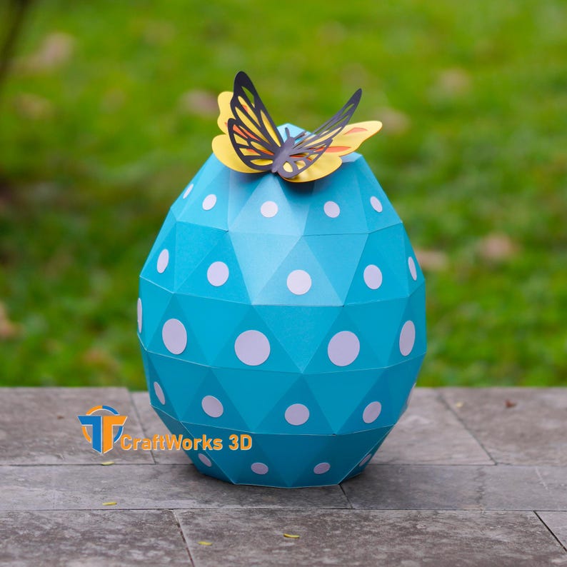 Low Poly Easter Bunny Hugging Egg Papercraft Template – 3D Rabbit SVG ...
