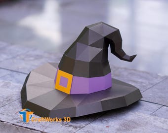 Low Poly Hexenhut Papercraft - 3D Halloween Dekor (PDF, SVG)