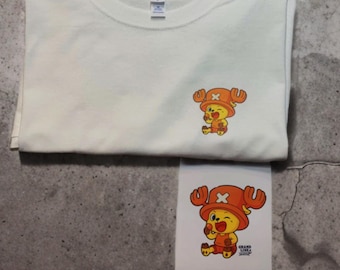 Chibi Chopper Heavyweight T-Shirt: One Piece Anime Fan Art, Hand-Pressed