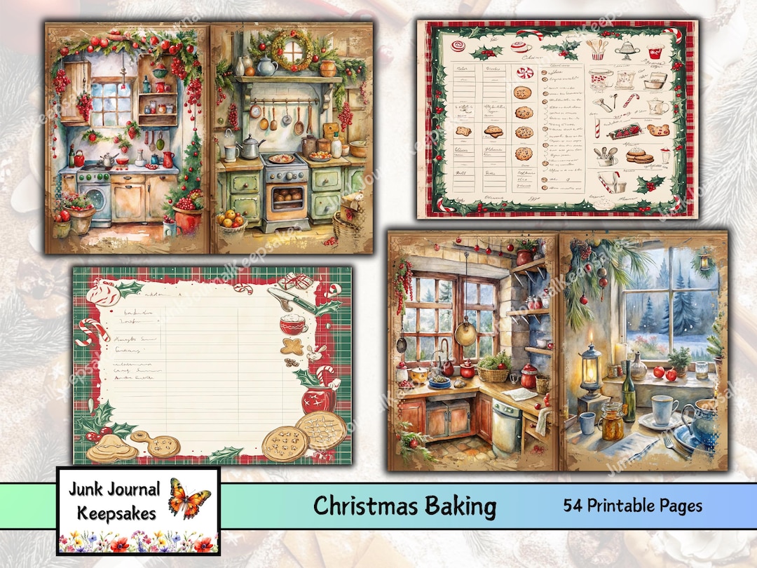 Christmas Baking Junk Journal Kit, Ephemera, Printable (digital ...