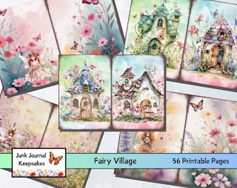 Fairy Village, Fairy, Junk Journal, Digital Download, Scrapbooking, Ephemera, Colourful